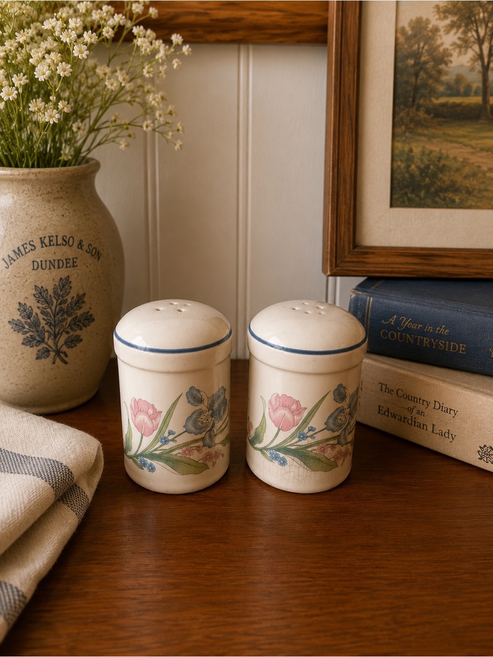 Vintage Floral Salt & Pepper Shakers – Cottagecore Charm